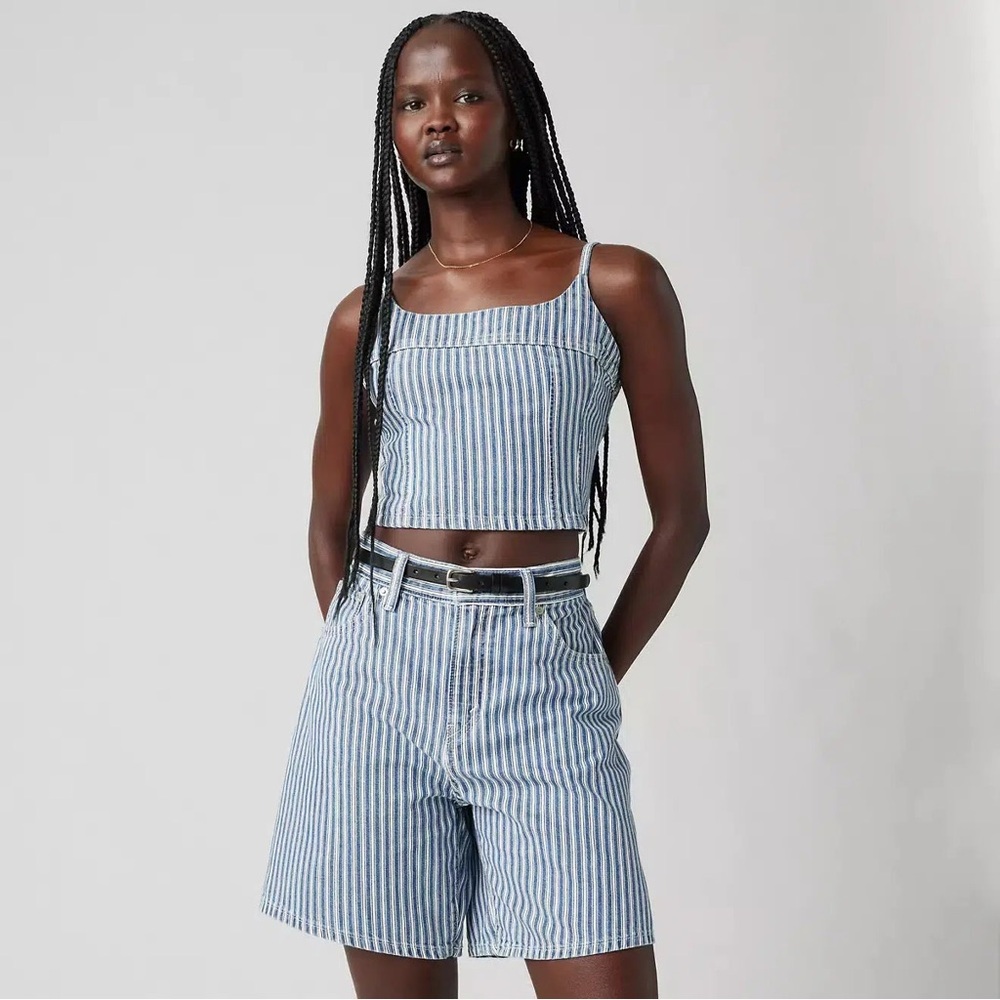 NWT Levi's Jadine Denim Cami Cropped Tank in Mischa Blue Stripes